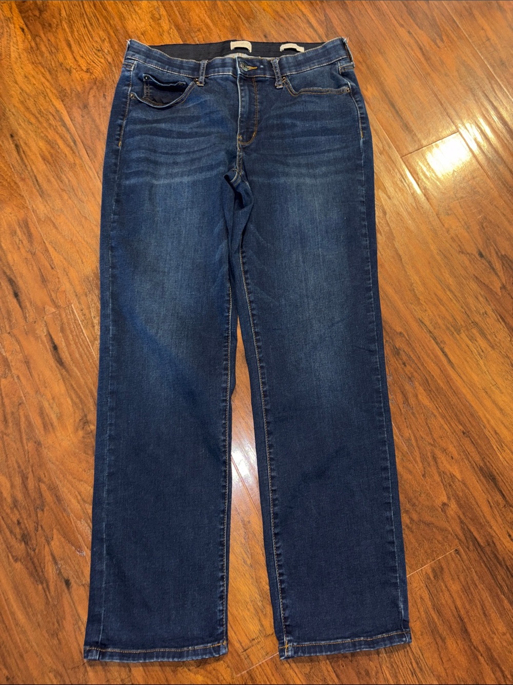 Wonderly Mid Rise Women's Dark Blue Straight-Leg Jeans 12